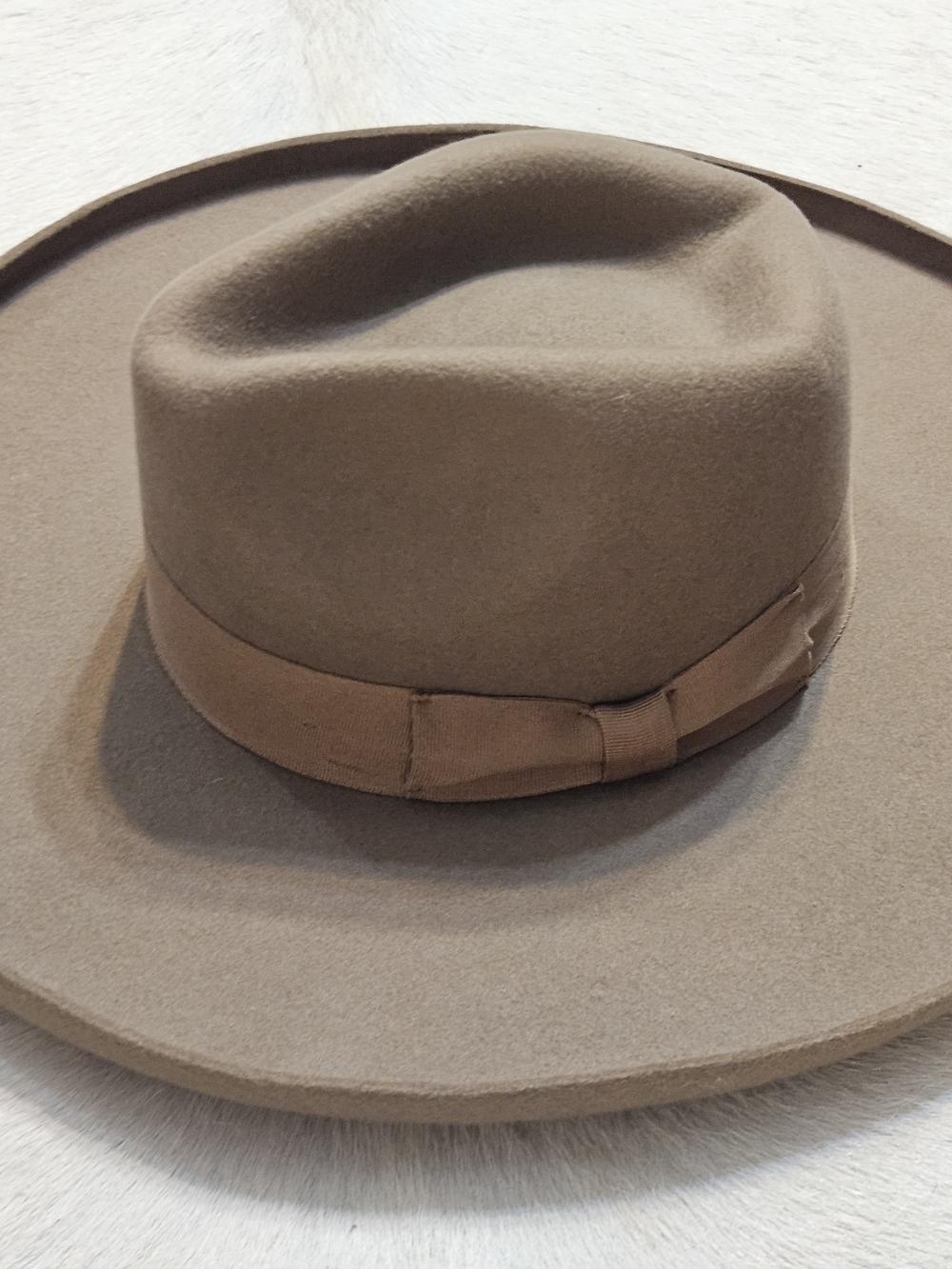 Shyanne Women's Taupe Wool Cowboy Hat with Ribbon Band and Extra Wide Brim OS